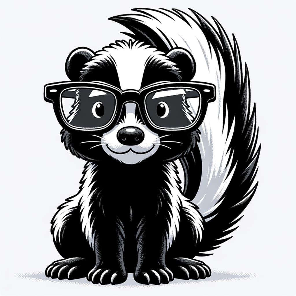 Cartoon Skunk with Eyeglasses Illustration