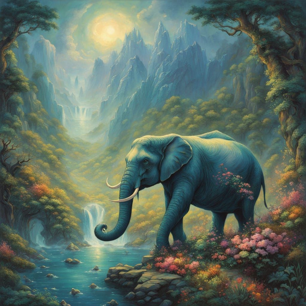 Majestic Roc in Dreamy, Ethereal Landscape