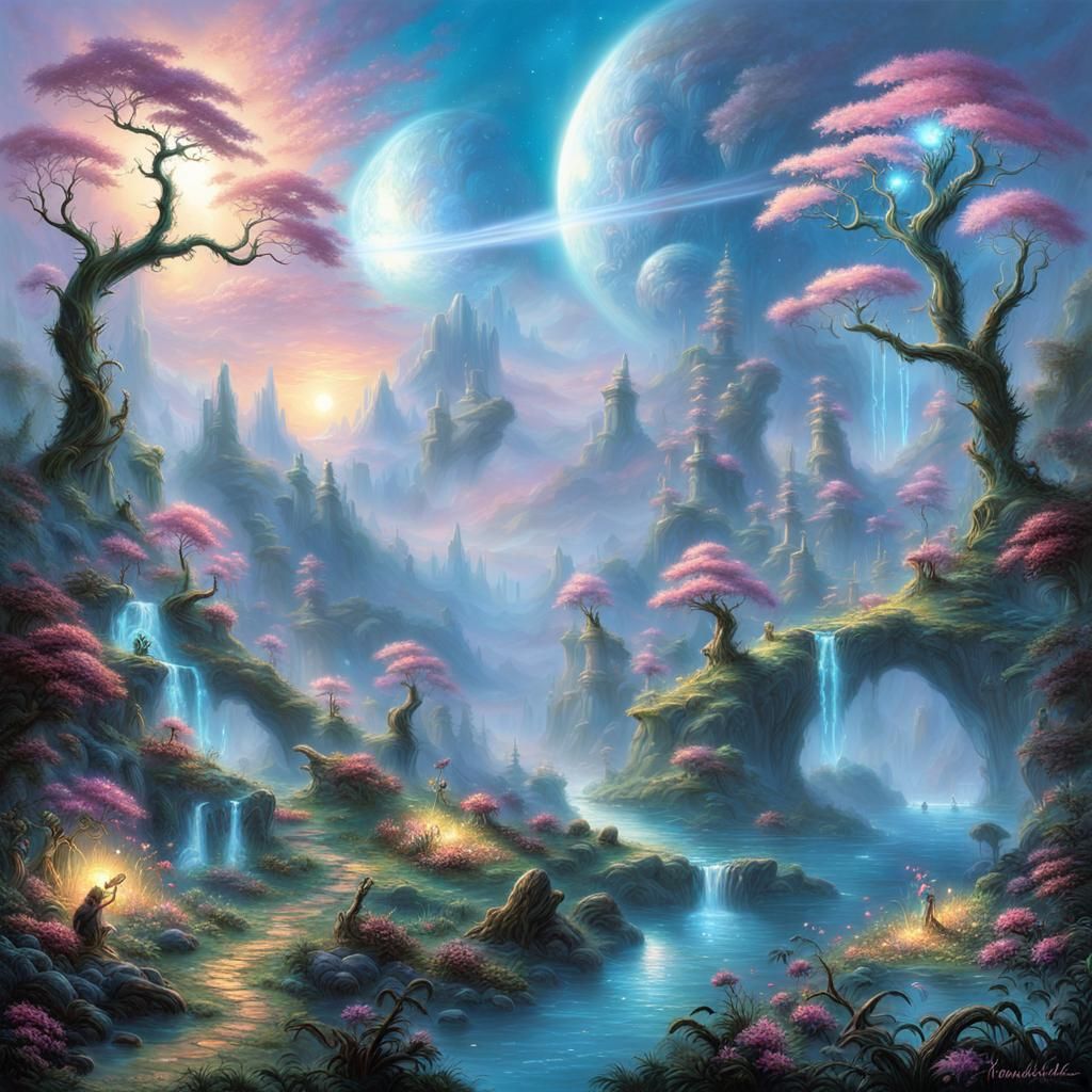 Alien Planet Forest with Glowing Elements
