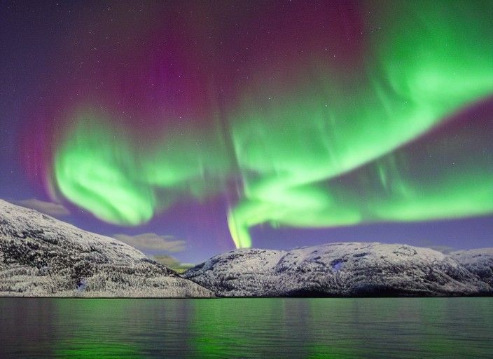 Aurora Borealis Over Norwegian Fjords
