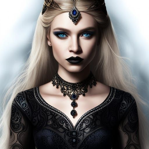 Fantasy Portrait of a Young Queen in Detailed Matte Painting