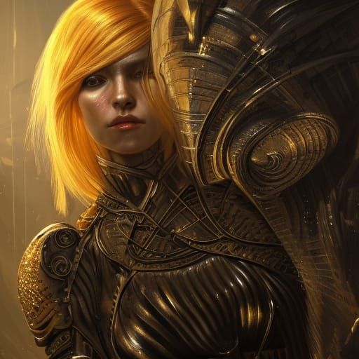 Armored Woman Portrait in Dark Fantasy Style