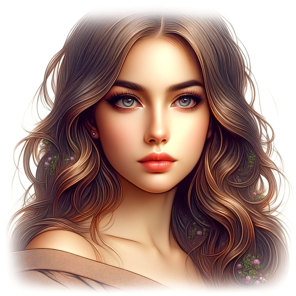 Gorgeous Lady Portrait in 3D Painting Art Style