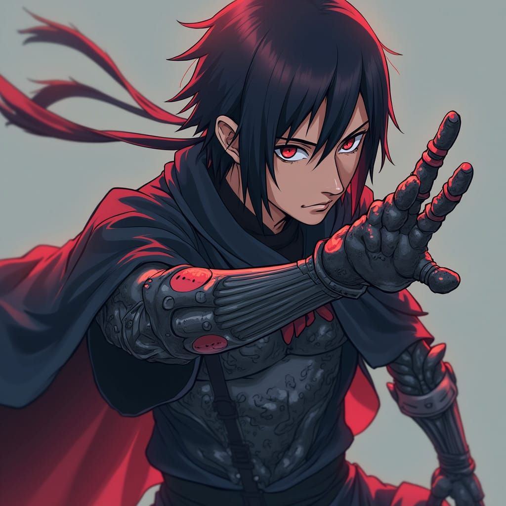 Anime-Style Itachi Uchiha as Sasori's Intricate Puppet