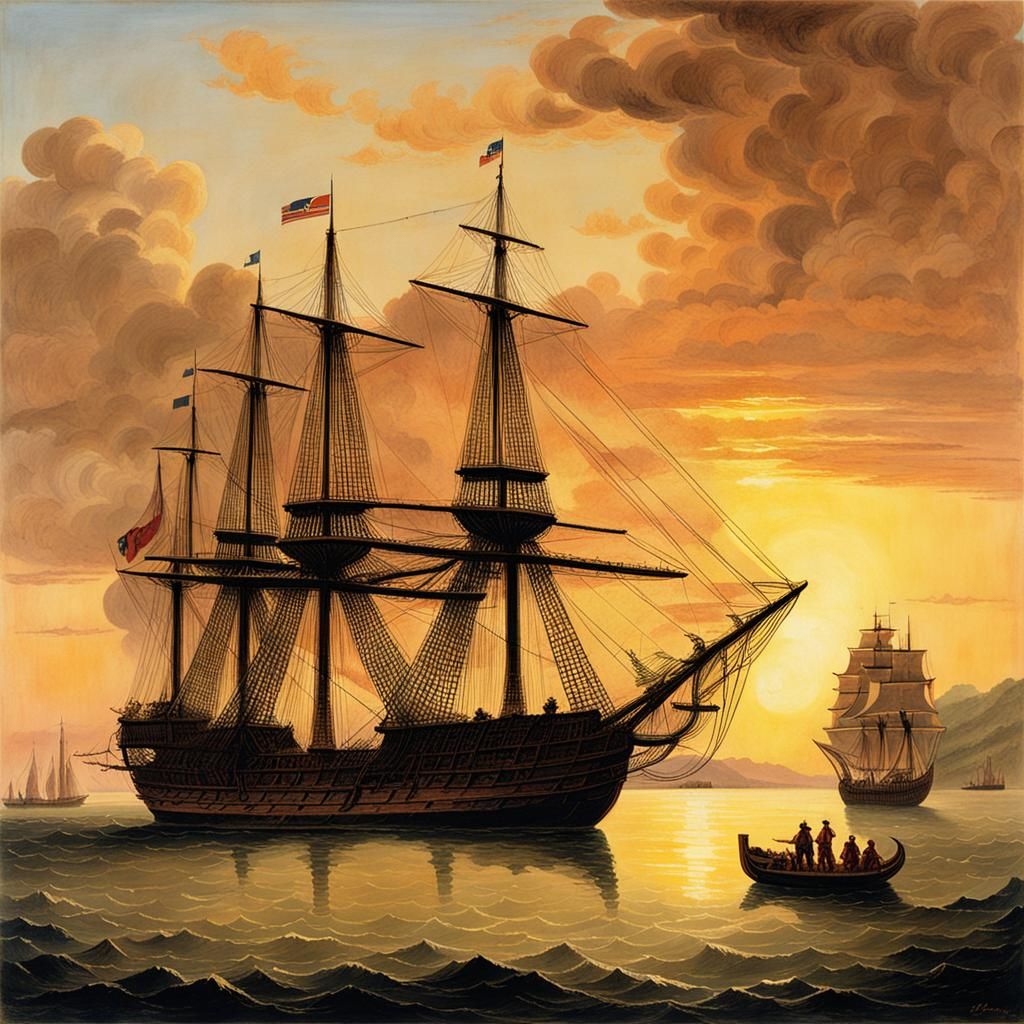 Endeavour at Sunset in New Zealand Harbor