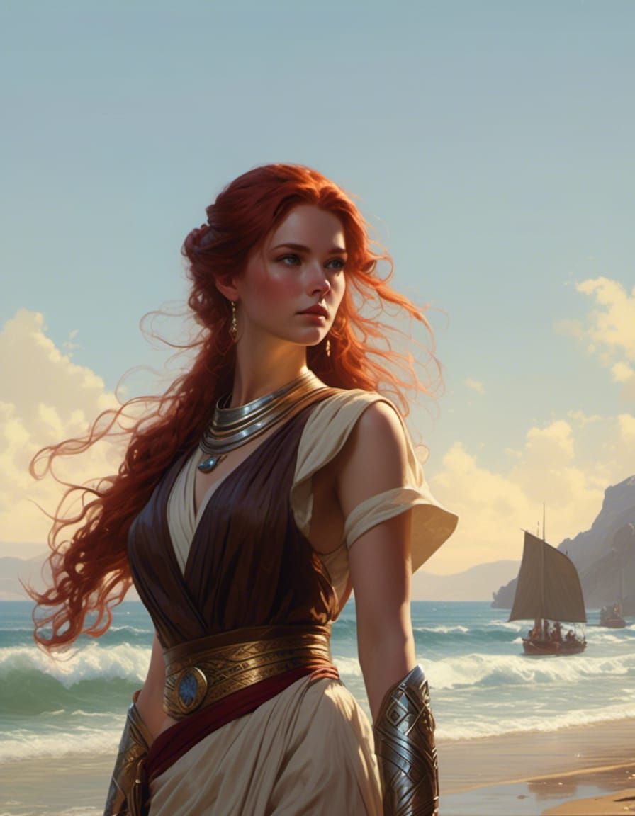 Rococo Female Jedi Portrait with Red Hair