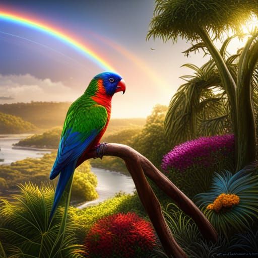 Detailed Rainbow Lorikeet Matte Painting