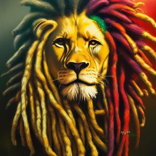 Rasta Lion with Dreadlocks in Sunlight