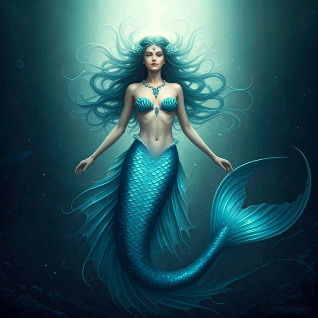 Majestic Mermaid in Dreamy, Fantastical Style