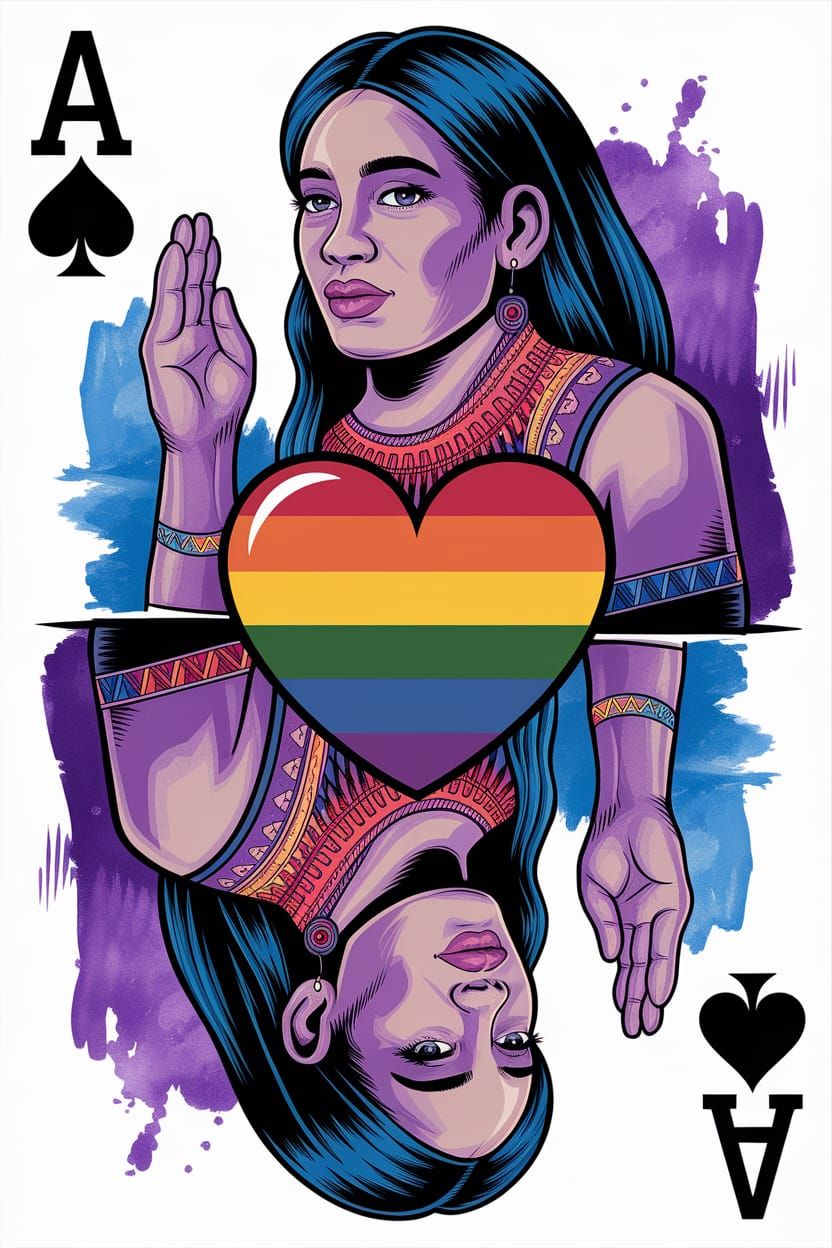 Ace of Spades Pride Flag Heart in Comic Style