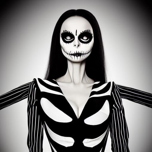 Female Jack Skellington Portrait in Burton Style