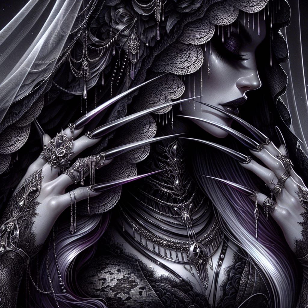 Drow Goddess of Necromancy: Dark Fantasy Illustration
