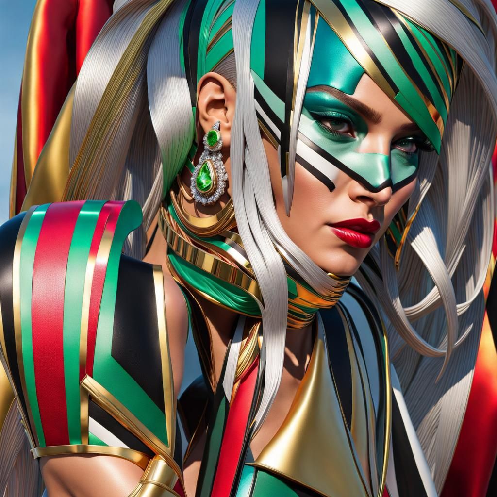 Detailed 3D Rendering: Mature Face with Agate Patterns