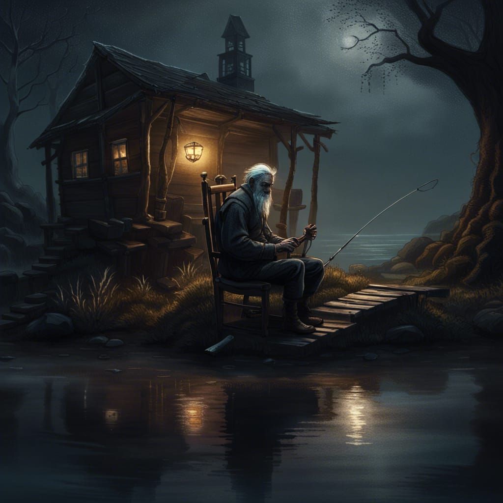 Fisherman's Cabin: Dark Fantasy Concept Art
