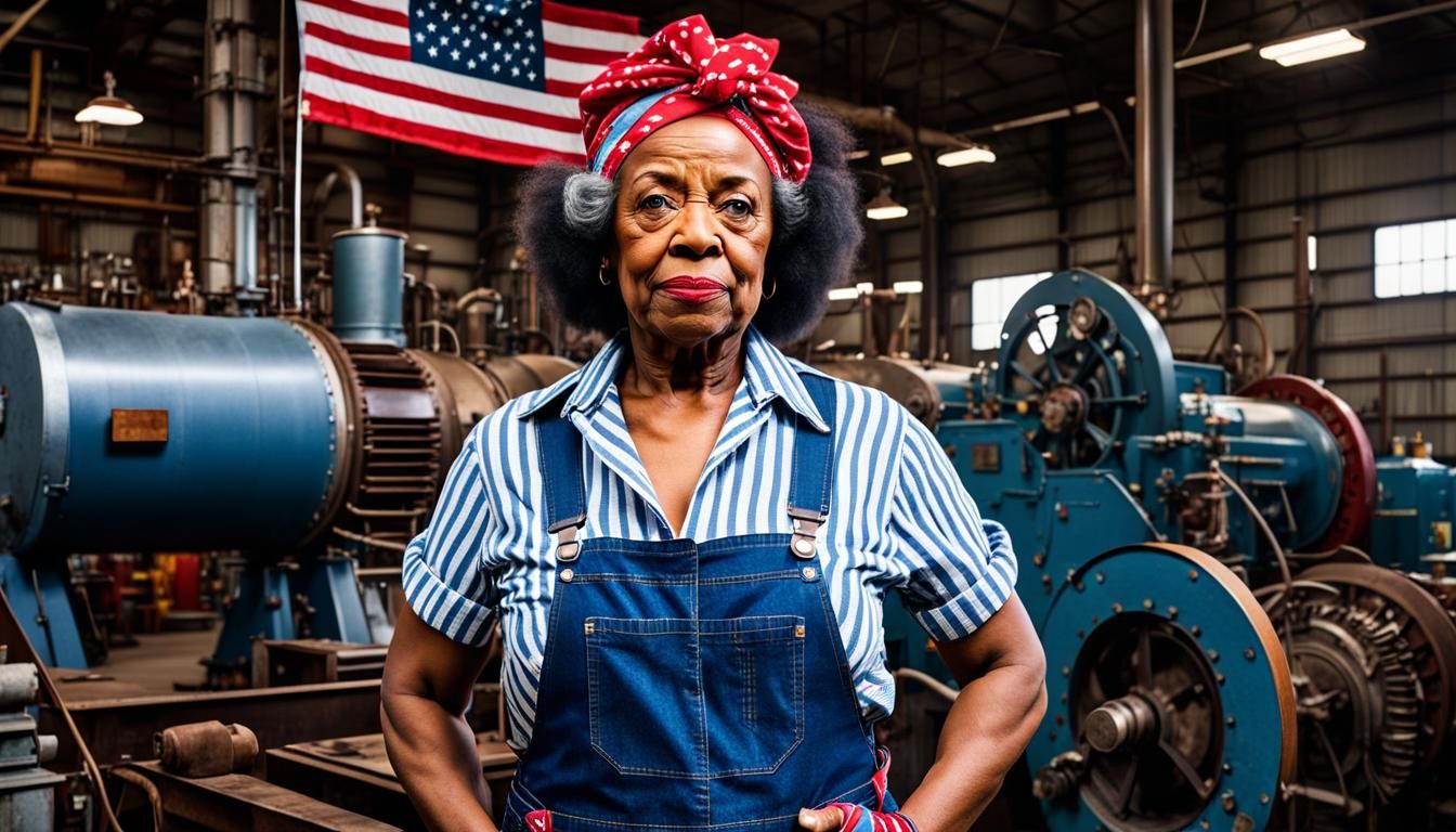 Vintage Rosie the Riveter Inspired Black Woman