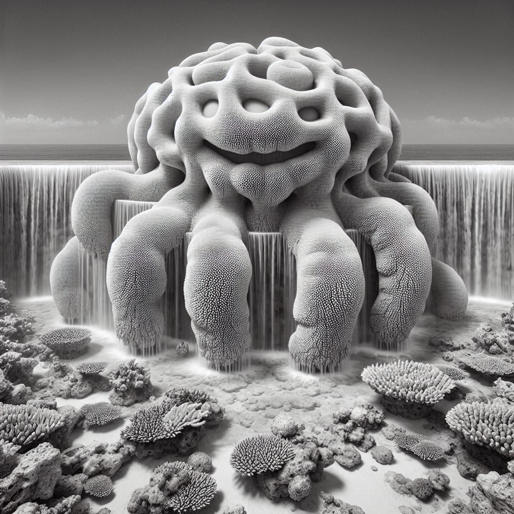 Giant Coral Alien Sculpture Defying Gravity Underwater