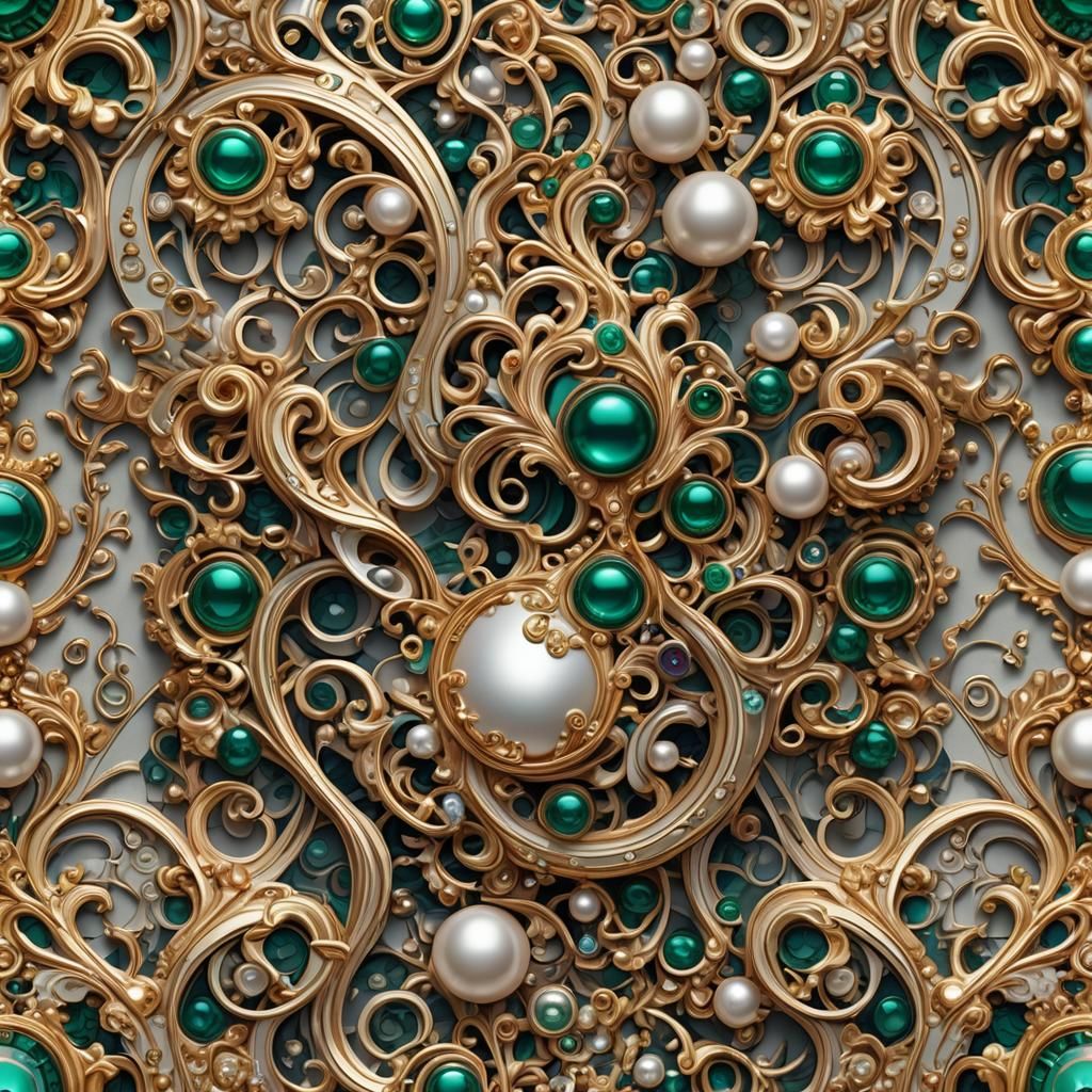 Rococo Dress with Iridescent Gems and Baroque Elements