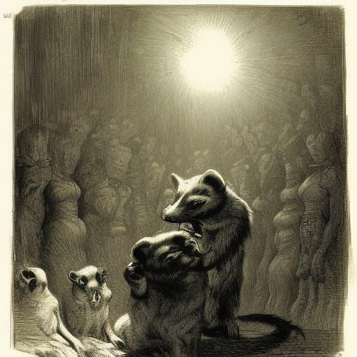 Rabid Ferret in Style of Gustave Doré