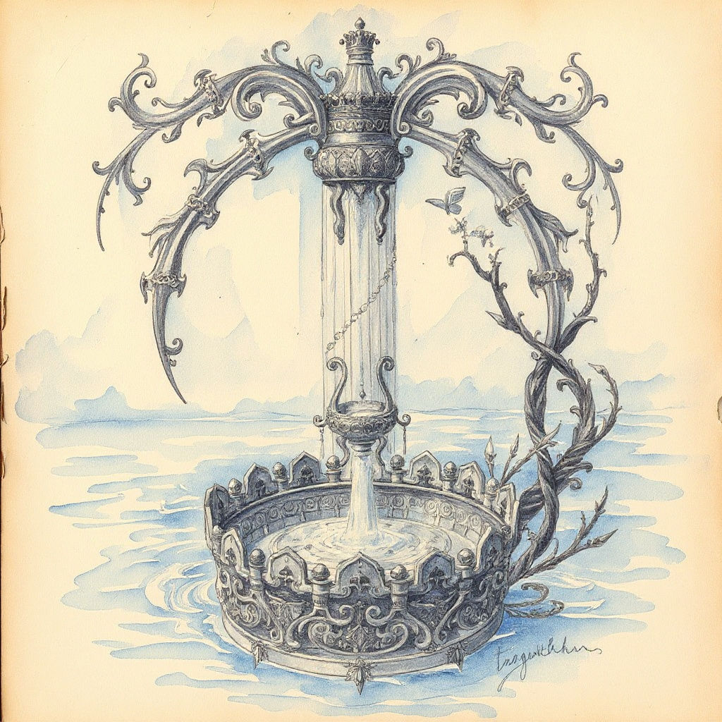 Ornate Fountain of Youth: Graphite Sketch
