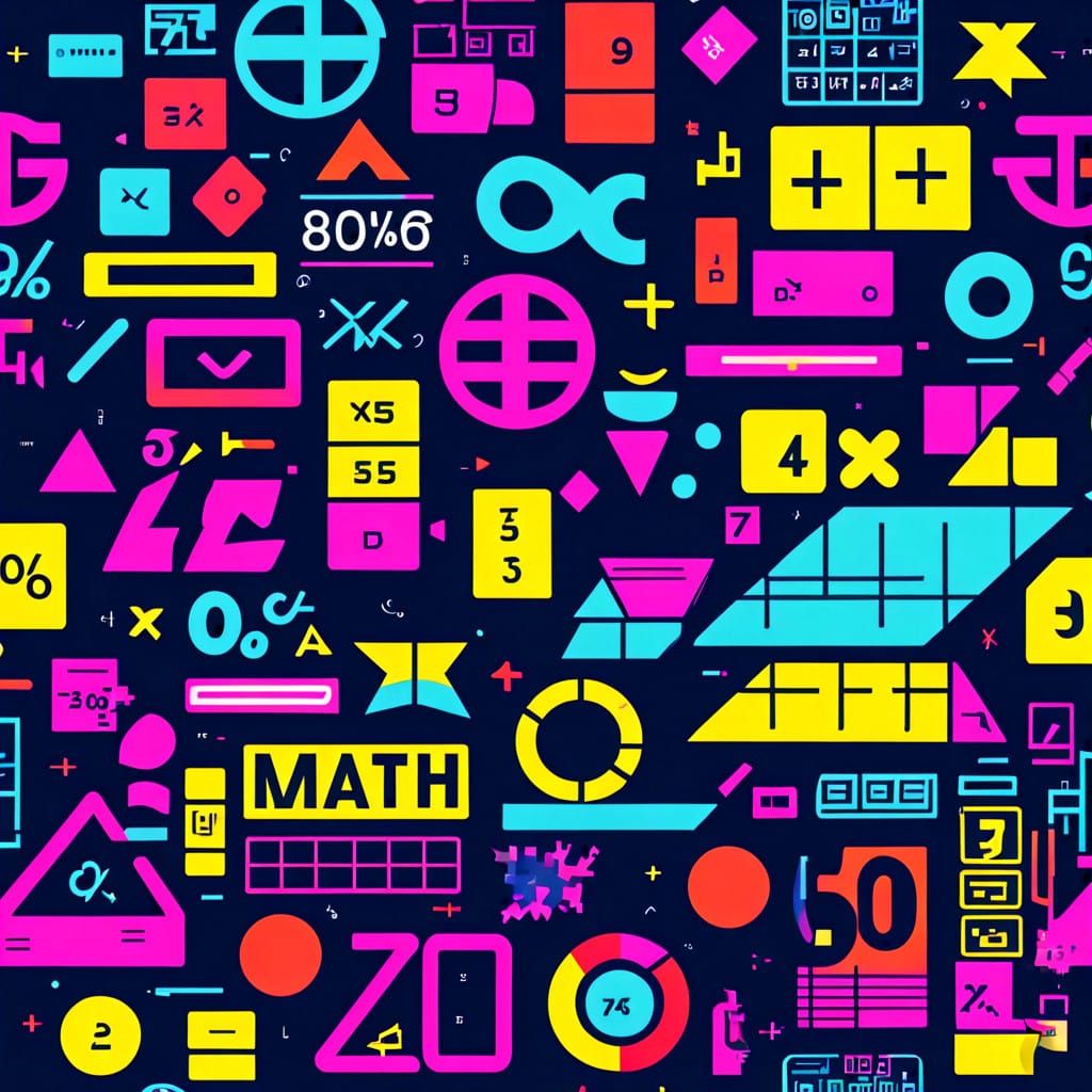 Vibrant 80s Math Symbol Mosaic