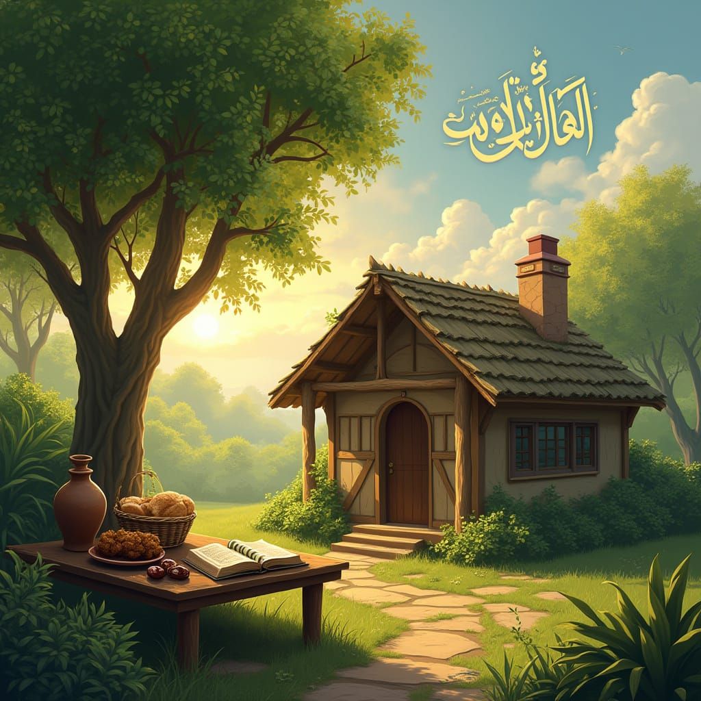 Peaceful Islamic-Inspired Scene with Dappled Light and Simpl...