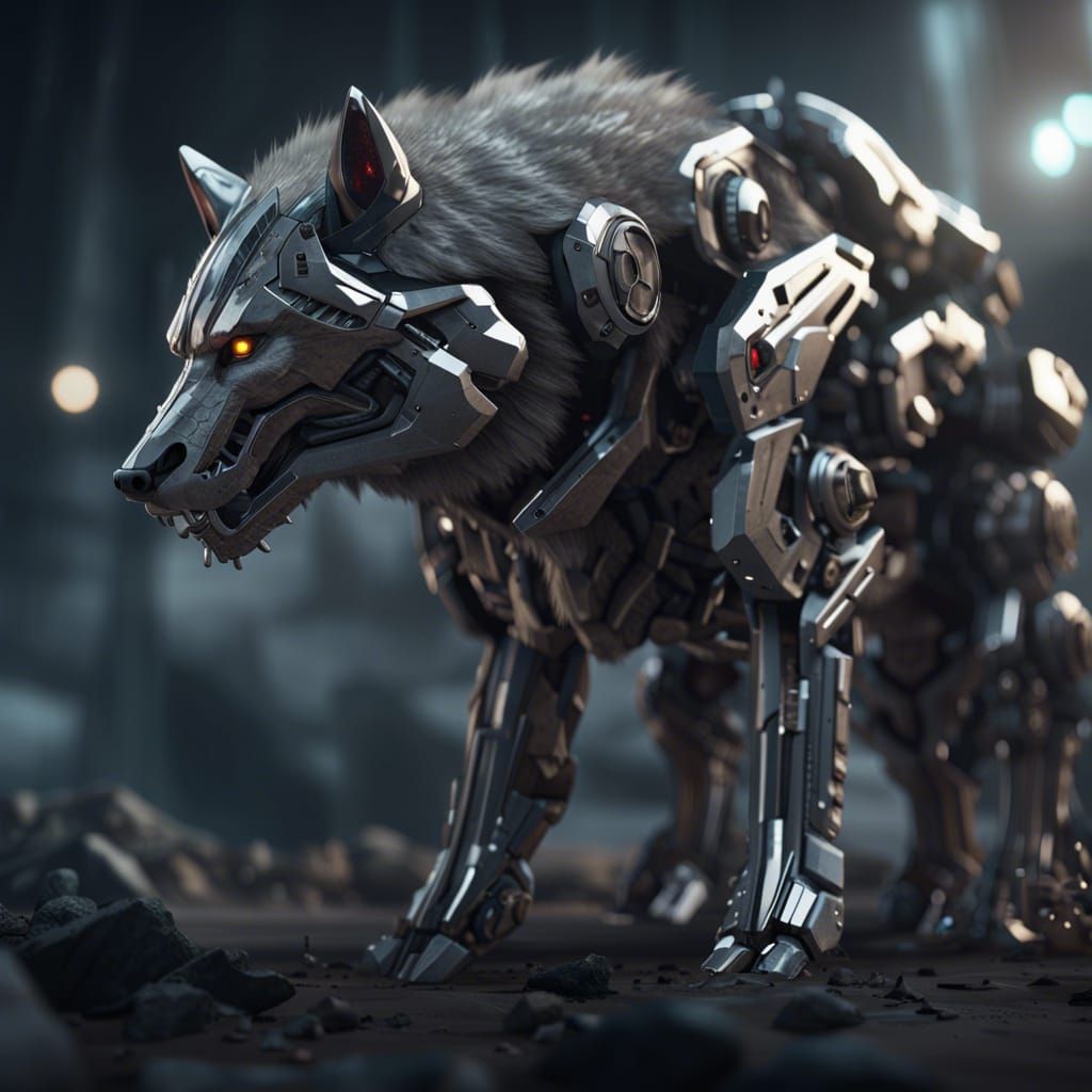 Werewolf Transformation with Intricate Sci-Fi Details