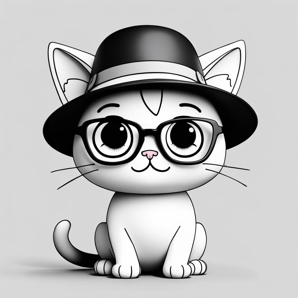 Kitty Cat Line Art Drawing