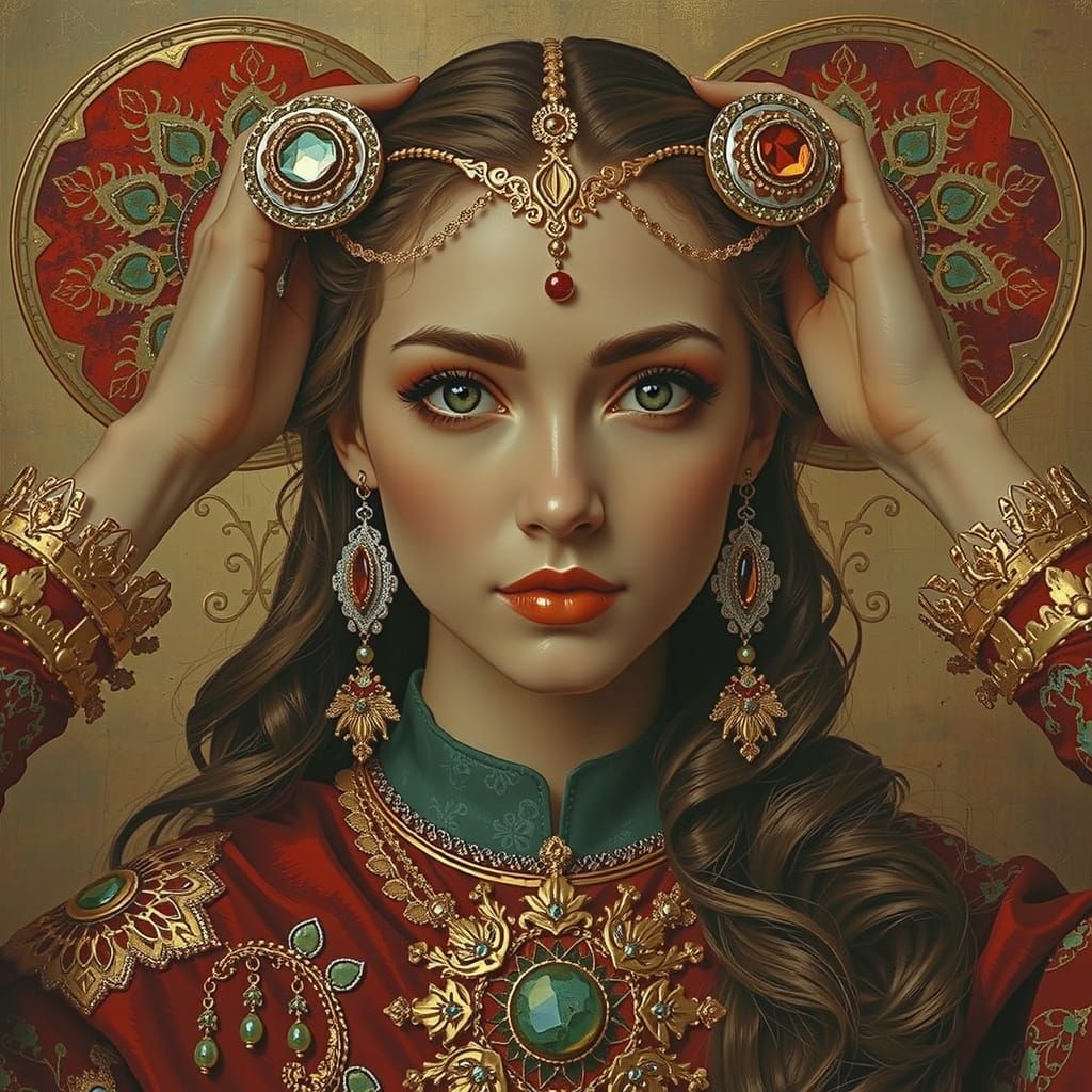 Julia Set Fractal in Art Nouveau Style