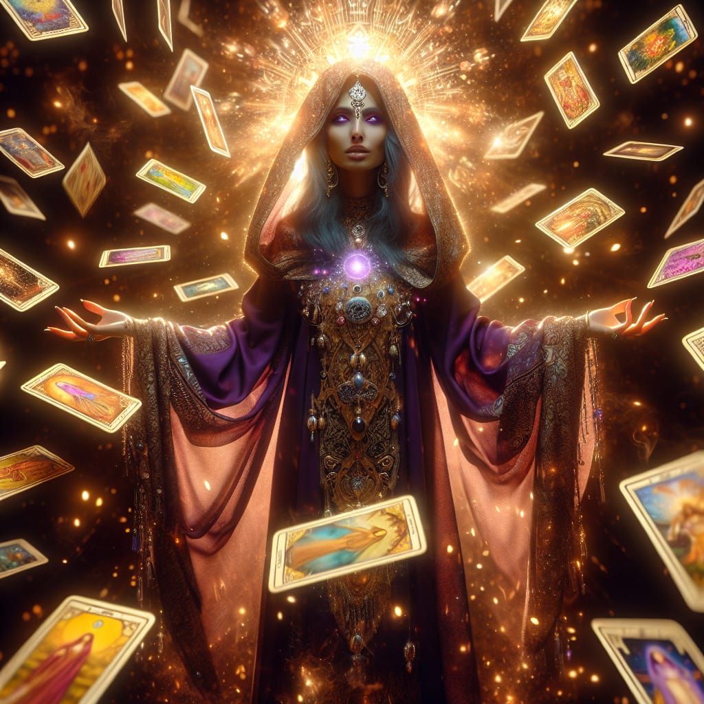 Elysia Starwhisper and her magical sentient tarot deck