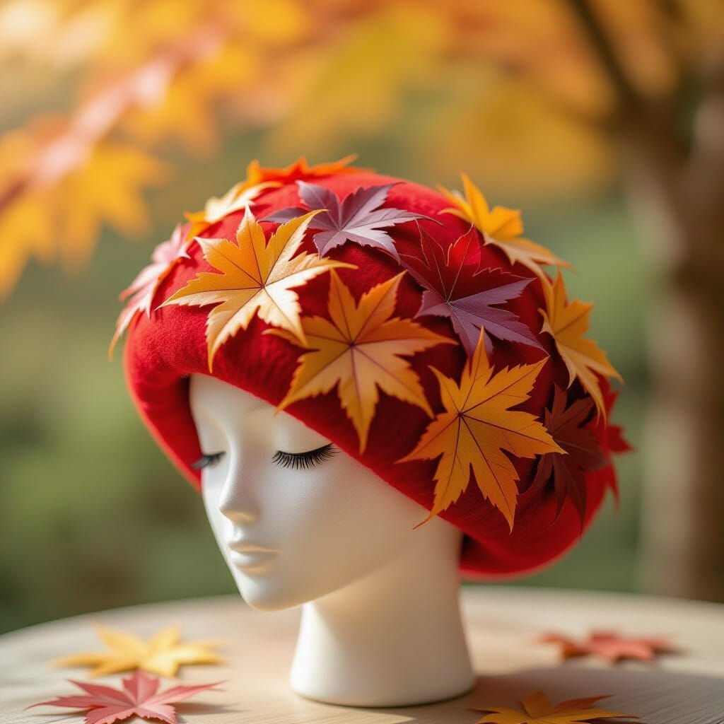 Autumn Maple Leaf Beret: Artistic Accessory