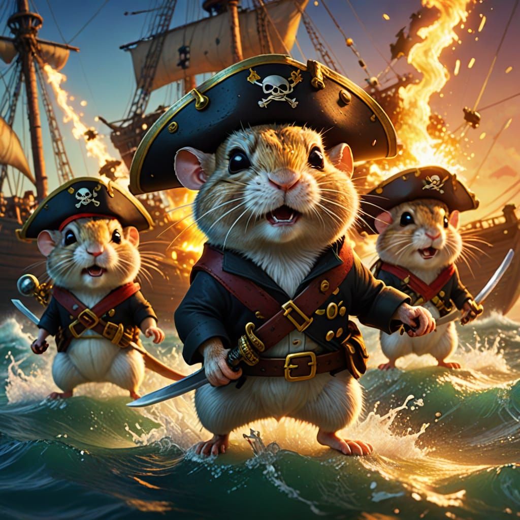 Angry Gerbil Pirates Ready for Battle: Pixar-Style