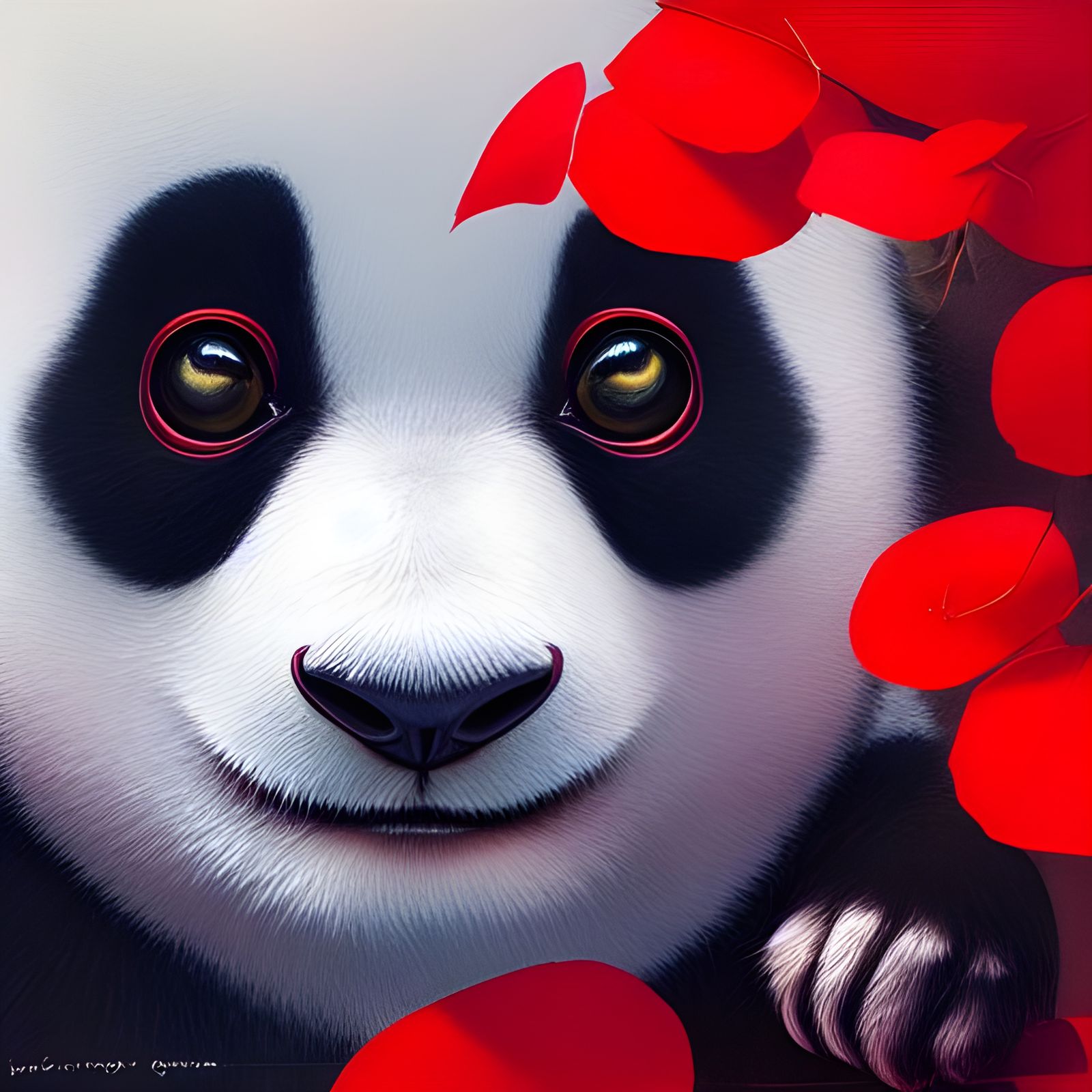 Adorable Panda Portrait in Digital Art Style