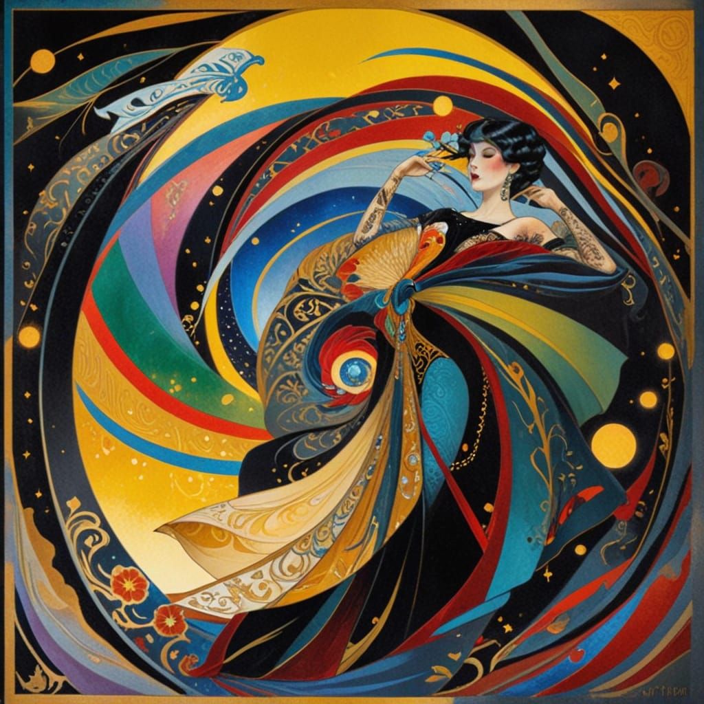 Elegant Woman in Luxurious Jugendstil Setting