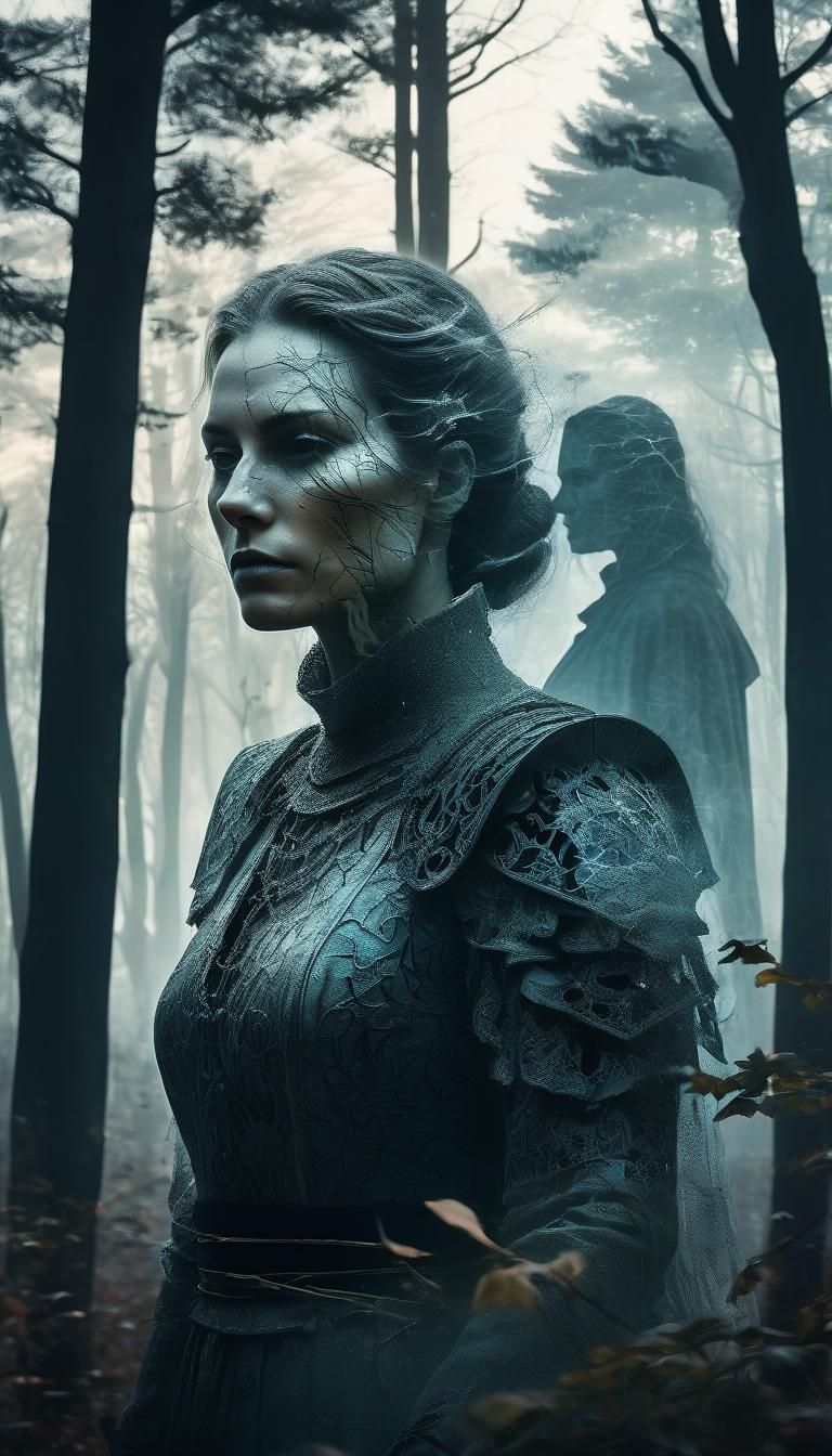 Fantasy Knight Double Exposure: Love Spell Portrait