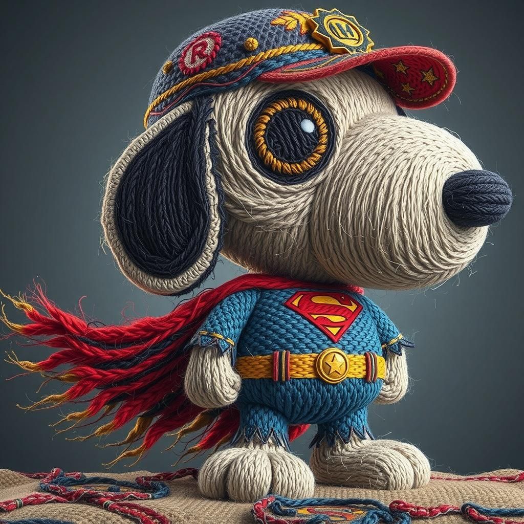Hyperrealistic Embroidered Superman Snoopy in 8K UHD