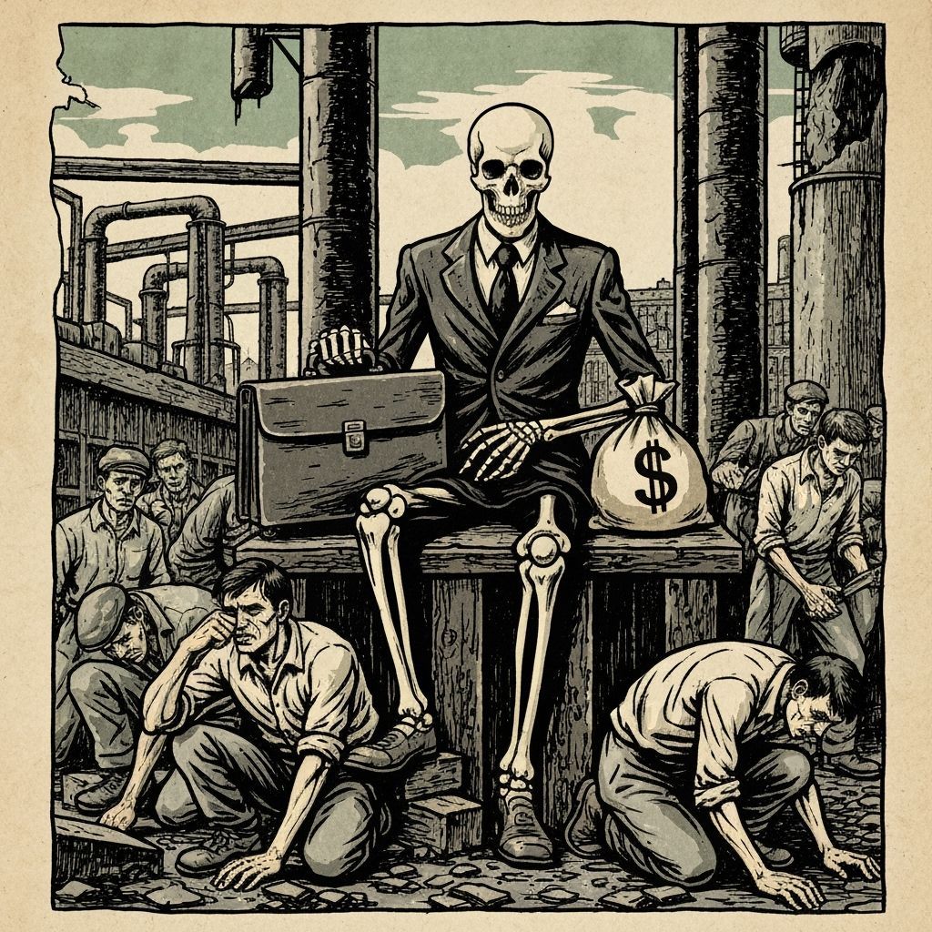 Skeleton Boss: A Vintage Propaganda Image