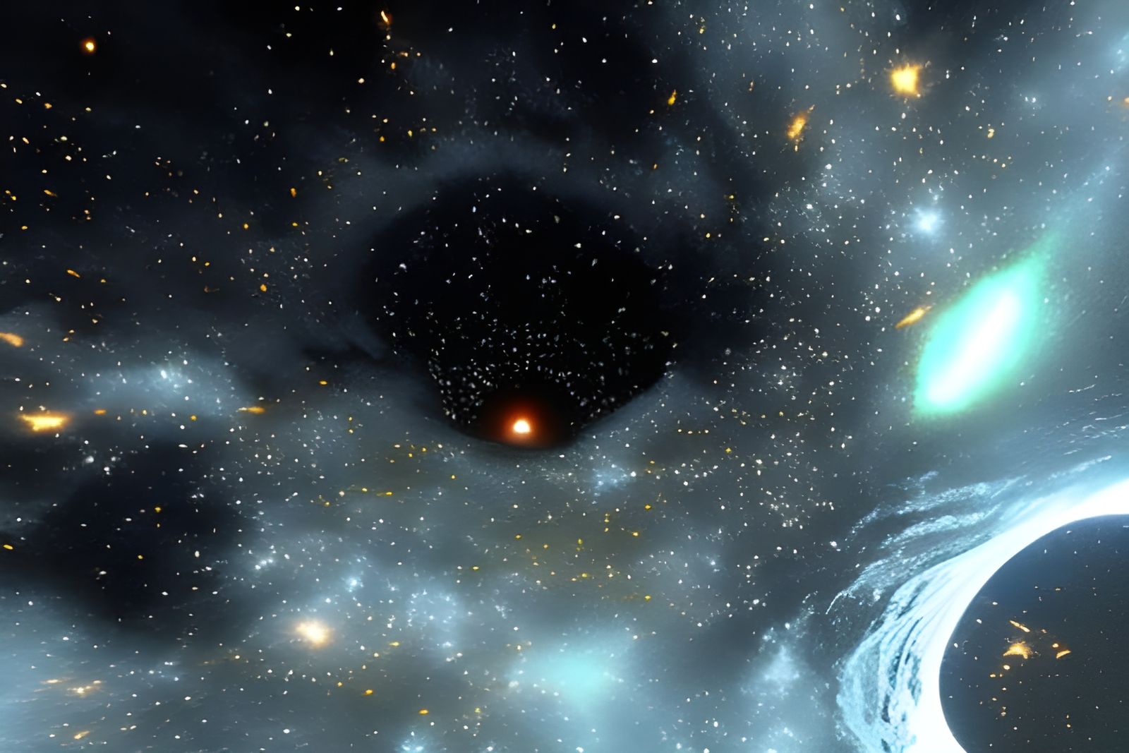 Black Hole Devouring Galaxy in Hyperrealistic Style