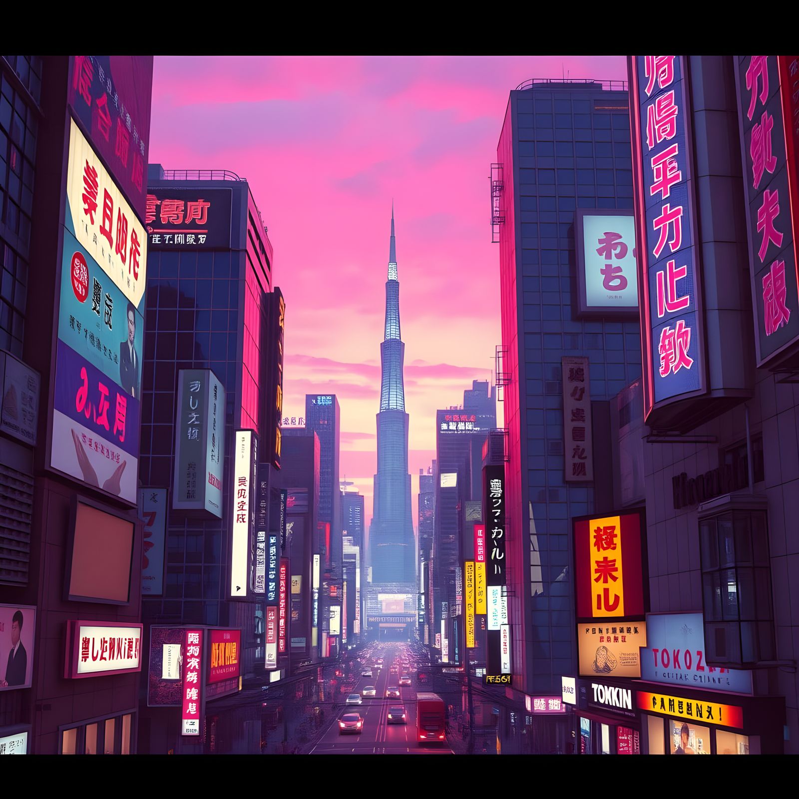 Tokyo 80s Neon Dreamscape in Crystal VHS Aesthetic