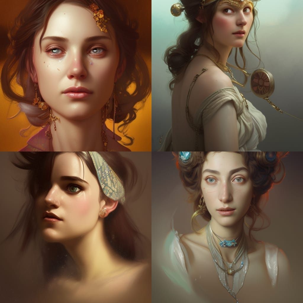 Detailed Portrait of a Princess in Art Nouveau Style