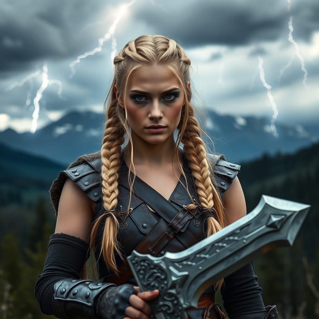 Ethereal Viking Warrior in Leather Armor