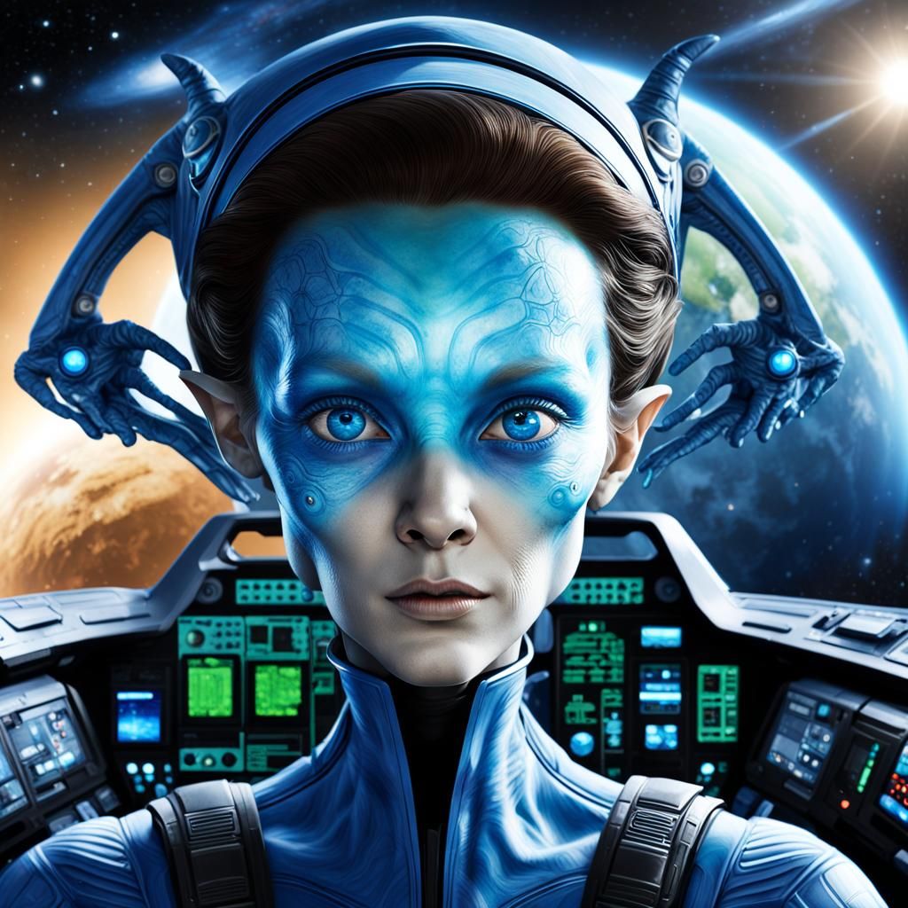 Alien Elf Observes Earth: Neo-Impressionist Oil Painting