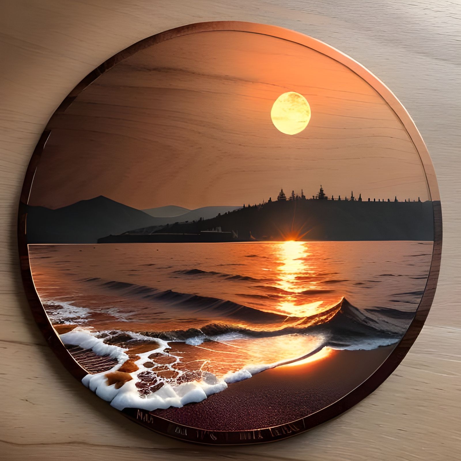 Engraved Hello in Wood with Epoxy Resin Sky