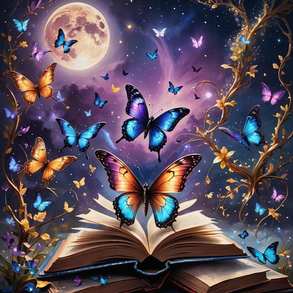 Magical Book and Butterfly Fantasy Concept Art