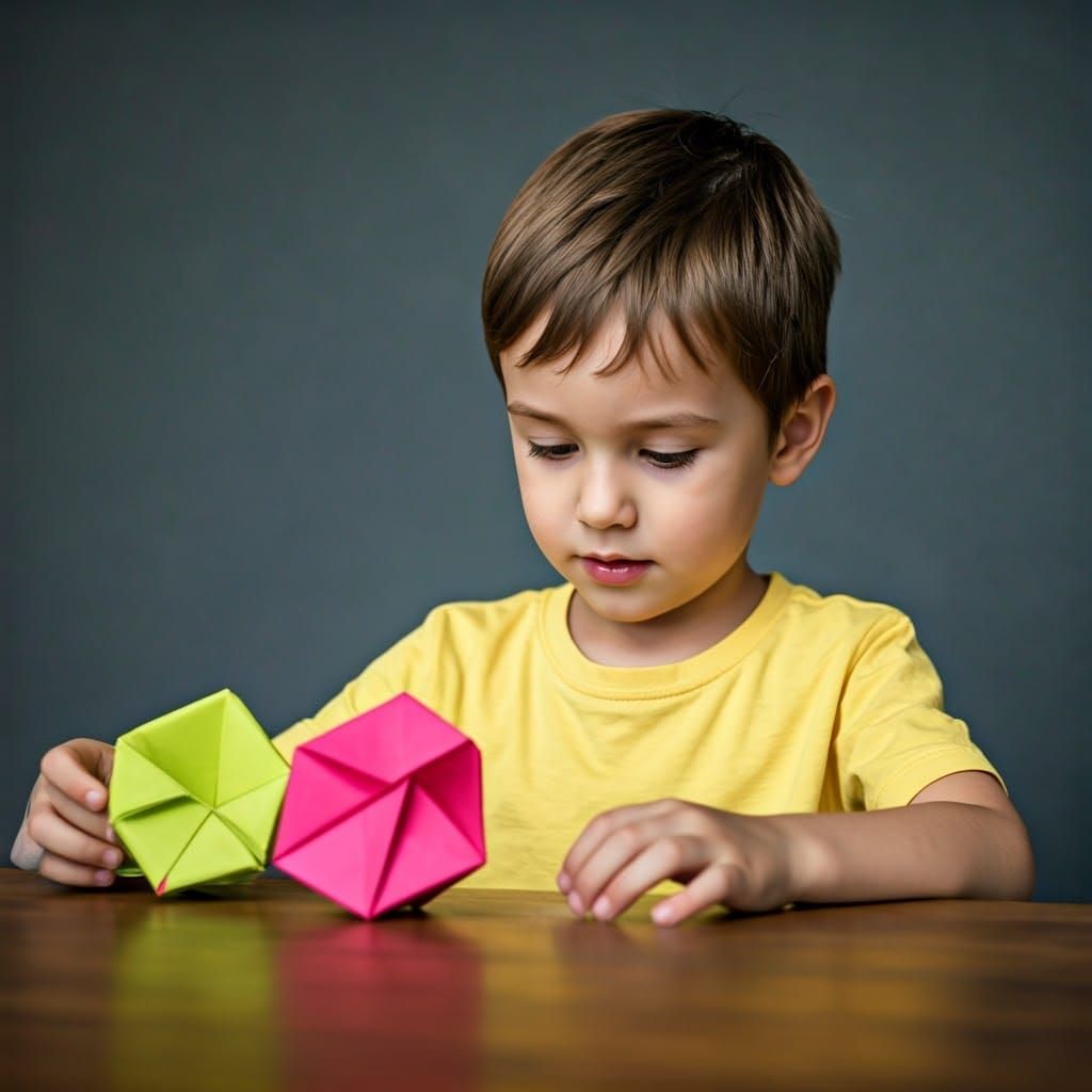 Origami Father and Child Papercraft Creation