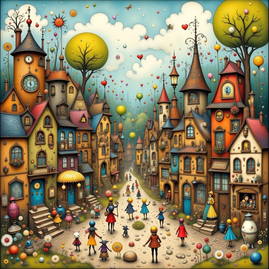 Whimsical Town with Enchanting People