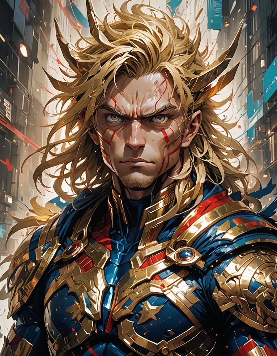 Detailed Allmight Digital Painting with Shiny Aura