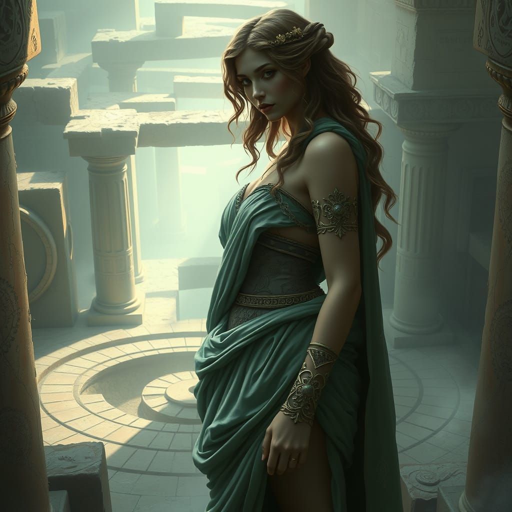 Mystical Labyrinthine Goddess in Dreamy Classical Style