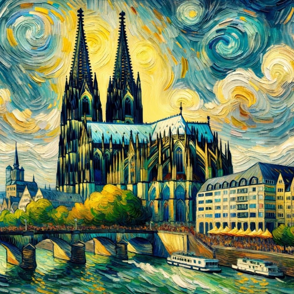 Cologne Cathedral in the Style of Van Gogh