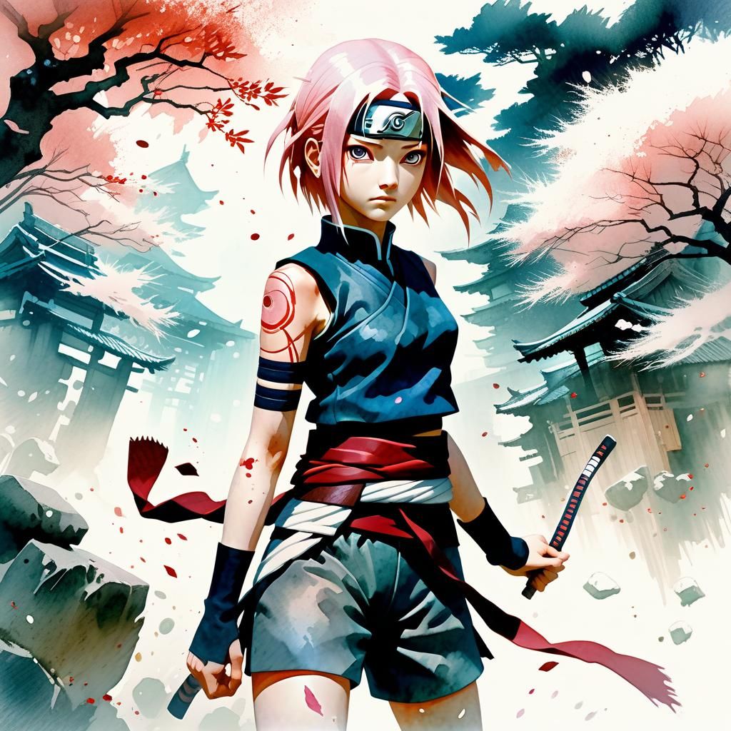Sakura Haruno Watercolour Illustration