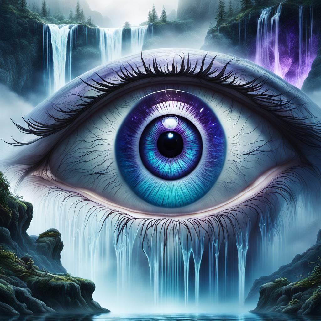 Waterfall Eye: Surreal Digital Matte Painting